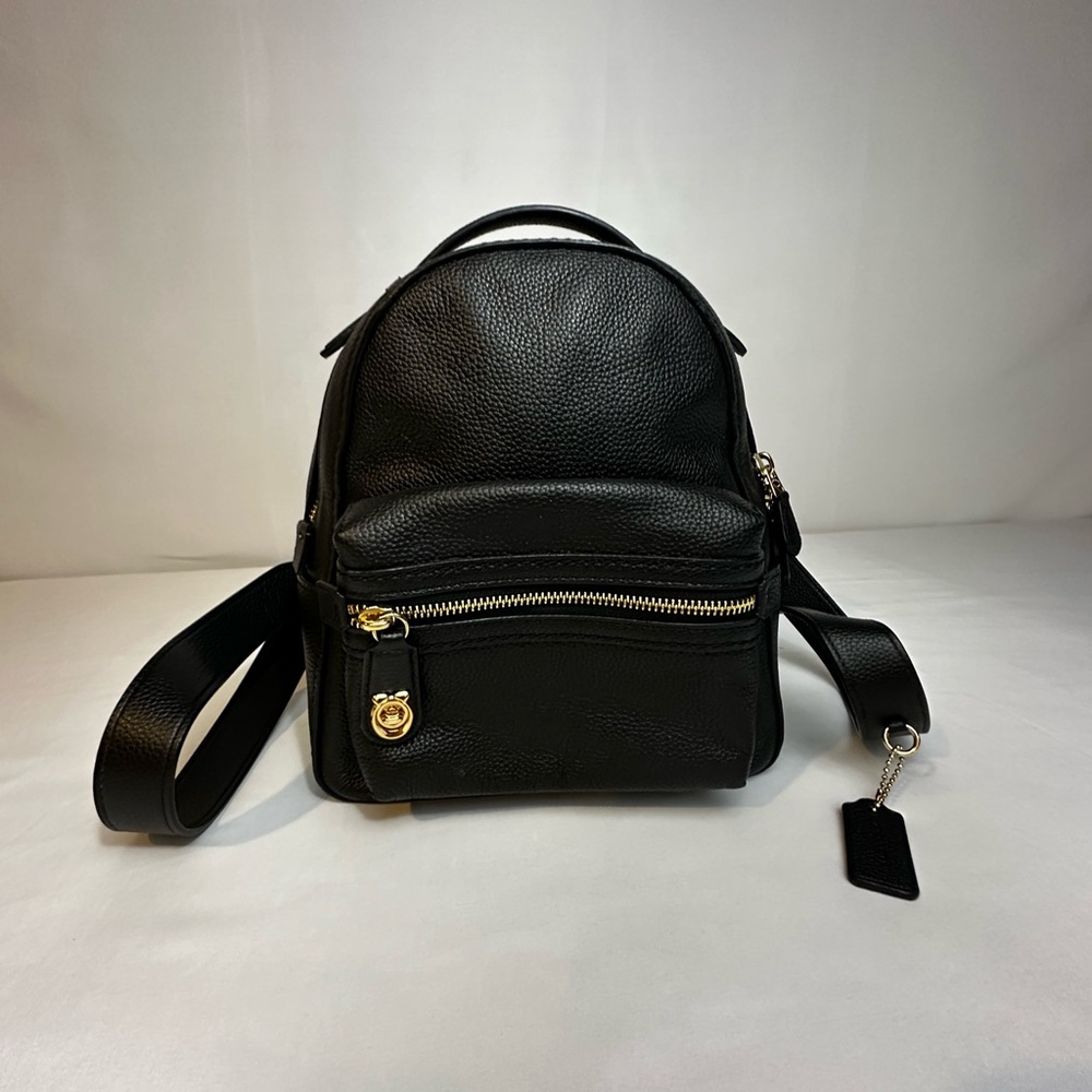 COACH Black Leather Mini Backpack